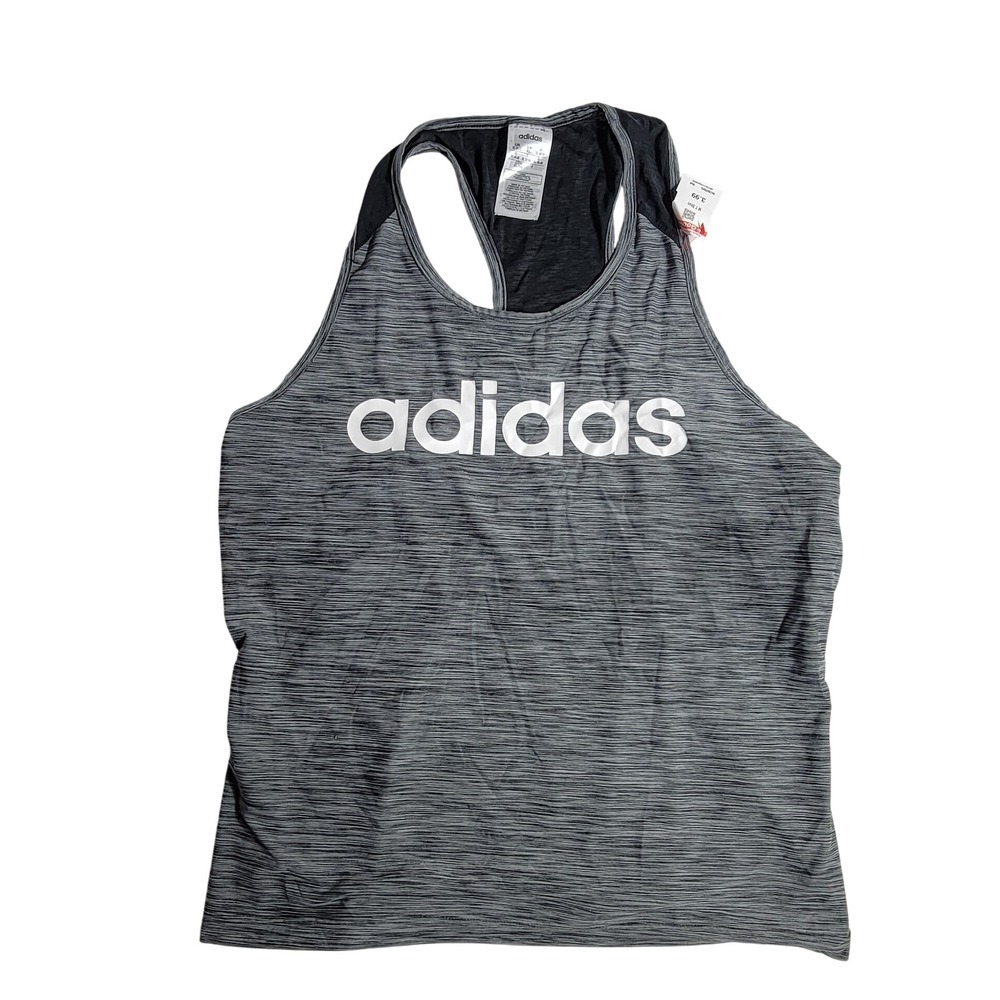 Adidas Climalite Womens XL Grey Space Dye Racerback Workout Tank Top Logo